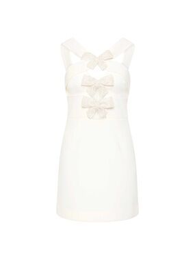 Rebecca Vallance White Bow-Detail Mini Dress size 12 AU 8 US
